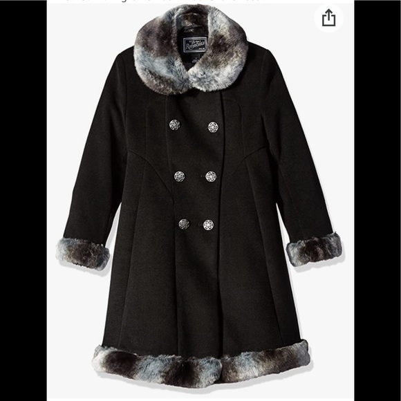 55. Rothchild Scater Black Faux Wool Fur Girls Coat 6
